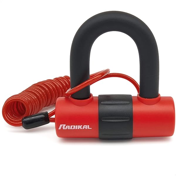RADIKAL RK72 Mini U Disc Lock High-Security 14mm Shackle Double Locking Mechanism Anti Theft Wheel Lock for Motorcycle Scooter Electric Bike