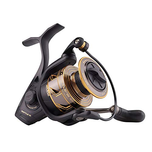 Penn Buy PENN Battle III Spinning Inshore Fishing Reel - Durable HT-100 Front Drag, 15lb Max, 4000 Black Gold