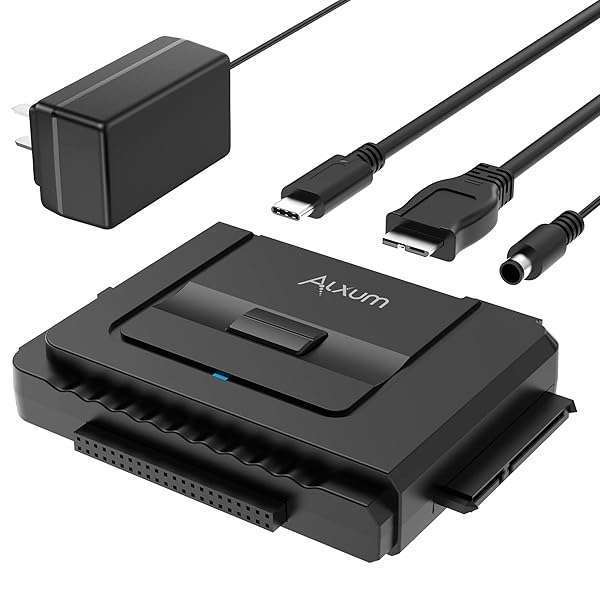 Alxum "Alxum USB 3.0 to IDE SATA Converter for 2.5 & 3.5" HDD/SSD - Includes 12V Power Adapter & USB 3.0 Cable"