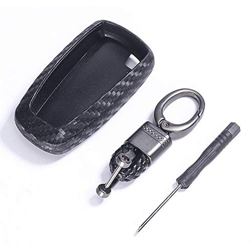 ROYALFOX Royalfox TPU Smart Keyless Remote Key Fob Case Cover for 2017 to 2020 Ford Mustang Explorer Edge Fusion F150 F250 F350 F450 F550 Black Carbon Fiber - View 4 of 6