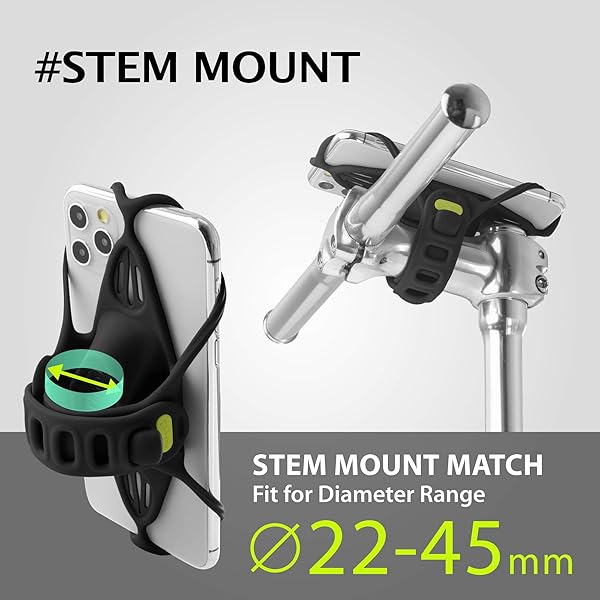 BONE "Ultra Light BONE Bike Tie Pro: Secure Phone Mount for 4.7"-7.2" Cell Phones on Bicycles & Motorcycles" - View 4 of 10