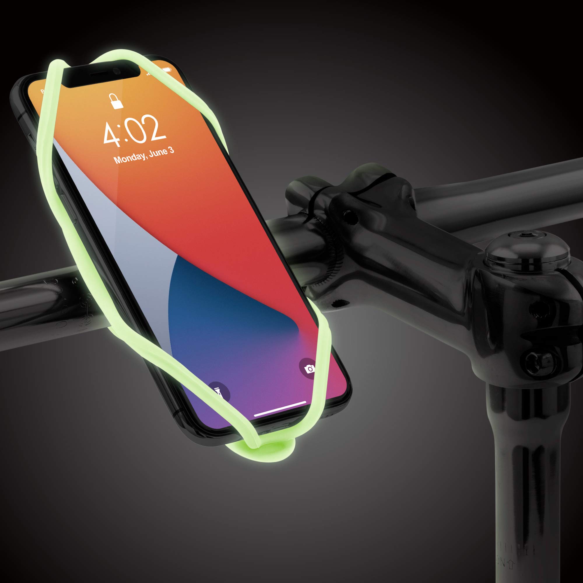 BONE Bone Bike Tie 4: Universal Scratch-Free Silicone Phone Mount for Handlebar - Luminous Anti-Slip Design for All Smartphones