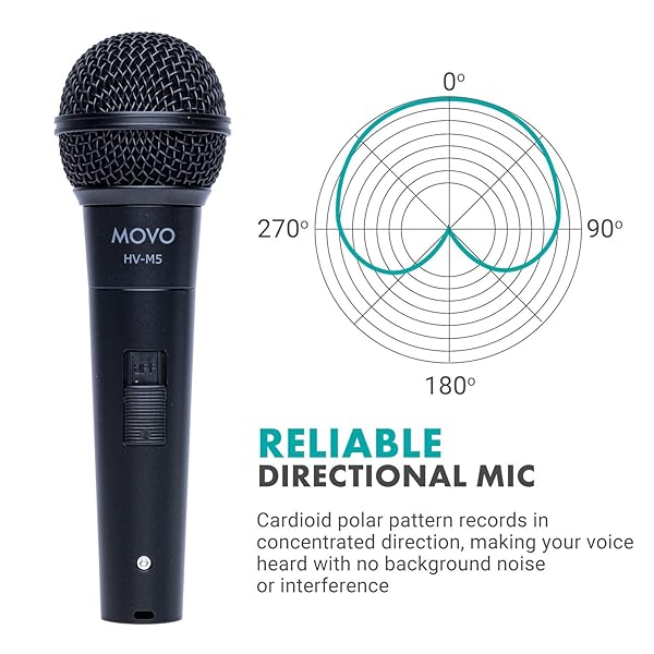 Movo Movo HV-M5 Dynamic Cardioid Vocal Microphone with Shockmount and Windscreen for Professional Singing and Recording XLR Compatible - View 4 of 8