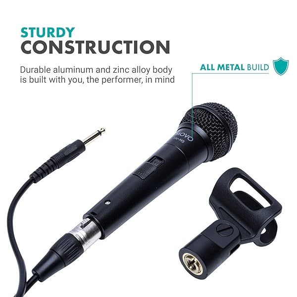 Movo Movo HV-M5 Dynamic Cardioid Vocal Microphone with Shockmount and Windscreen for Professional Singing and Recording XLR Compatible - View 8 of 8