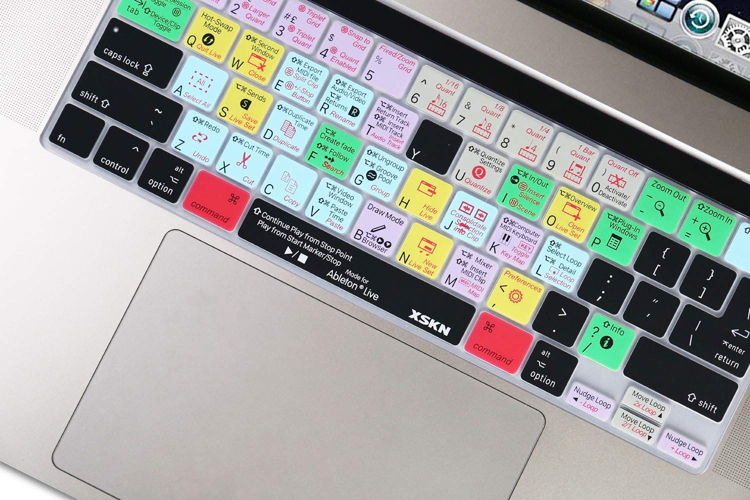 XSKN Ableton Live Silicone Keyboard Cover for 2019 MacBook Pro 16 inch A2141 and 2020 MacBook Pro 13.3 inch A2251 A2289 A2338 M1 - View 4 of 7