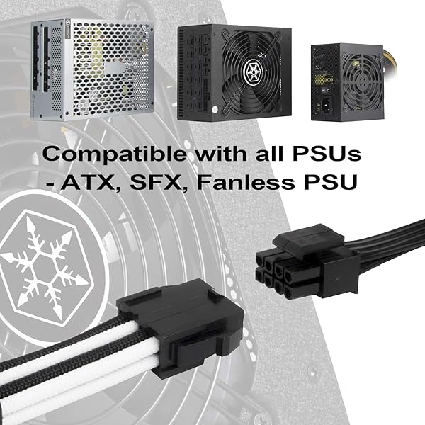 SilverStone SilverStone Technology PP07E EPS 8pin to ATX 4+4pin Flexible Sleeved Extension Cable 30cm Black White SST PP07E EPS8BW - View 5 of 8