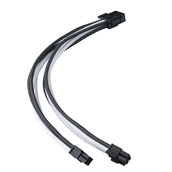 SilverStone SilverStone Technology PP07E EPS 8pin to ATX 4+4pin Flexible Sleeved Extension Cable 30cm Black White SST PP07E EPS8BW - View 6 of 8