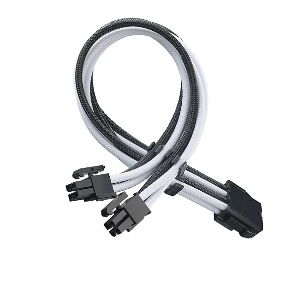 SilverStone Technology PP07E EPS 8pin to ATX 4+4pin Flexible Sleeved Extension Cable 30cm Black White SST PP07E EPS8BW