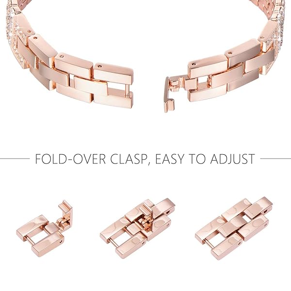 NewWays Stunning Rose Gold Diamond Bracelet for Samsung Galaxy Watch 7, 6, 5, 4 - 20mm Quick Release Band - View 7 of 9