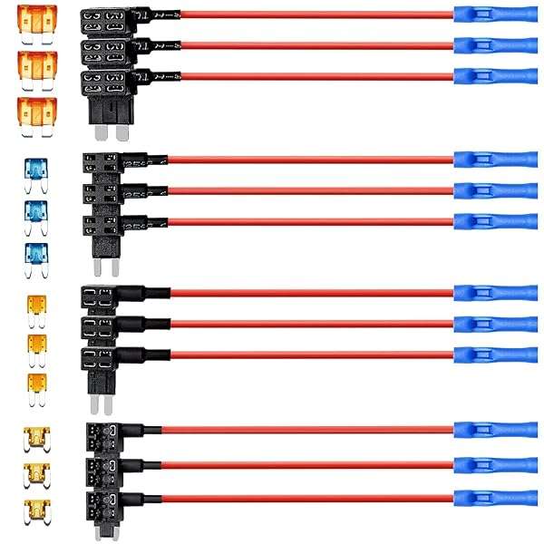 Qizpcer 12 Pack Add a Circuit Fuse TAP - 12V Mini Automotive Fuse Adapter for Car - ATC AMP Blade Fuse Holder