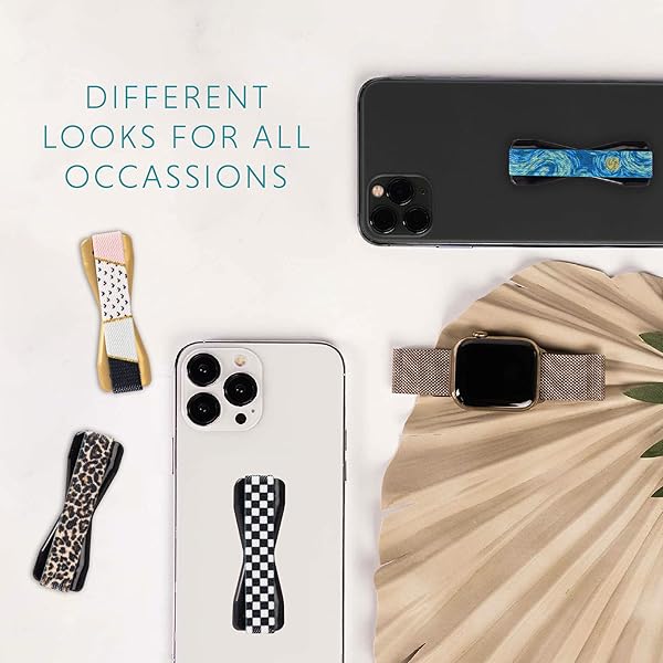 LOVEHANDLE LOVEHANDLE Universal Phone Grip for Smartphones and Mini Tablets Wireless Charging Compatible Made in The USA Black and White Checkered - View 8 of 9