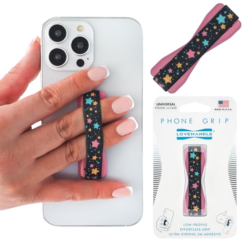 LOVEHANDLE LOVEHANDLE Universal Phone Grip for Smartphones and Mini Tablets Wireless Charging Compatible Made in The USA Stars Blush
