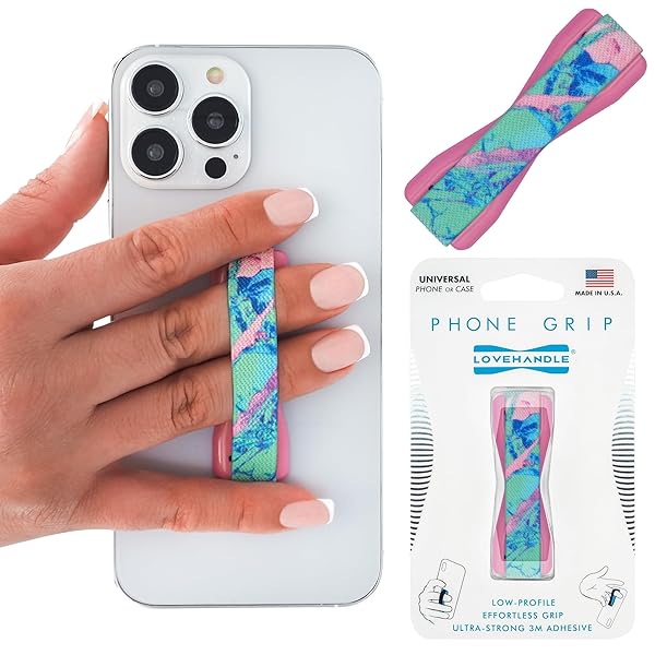 LOVEHANDLE LOVEHANDLE Universal Phone Grip for Smartphones and Mini Tablets Wireless Charging Compatible Made in The USA Crystal Blush - View 2 of 9