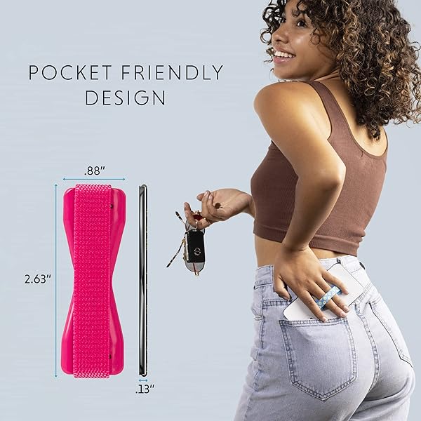 LOVEHANDLE LOVEHANDLE Universal Phone Grip for Smartphones and Mini Tablets Wireless Charging Compatible Made in The USA Solid Magenta - View 3 of 9