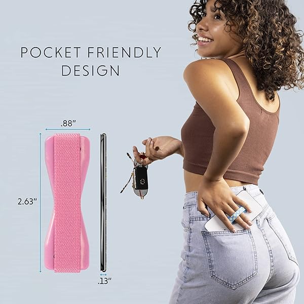 LOVEHANDLE LOVEHANDLE Universal Phone Grip for Smartphones and Mini Tablets Wireless Charging Compatible Made in The USA Solid Blush - View 3 of 9