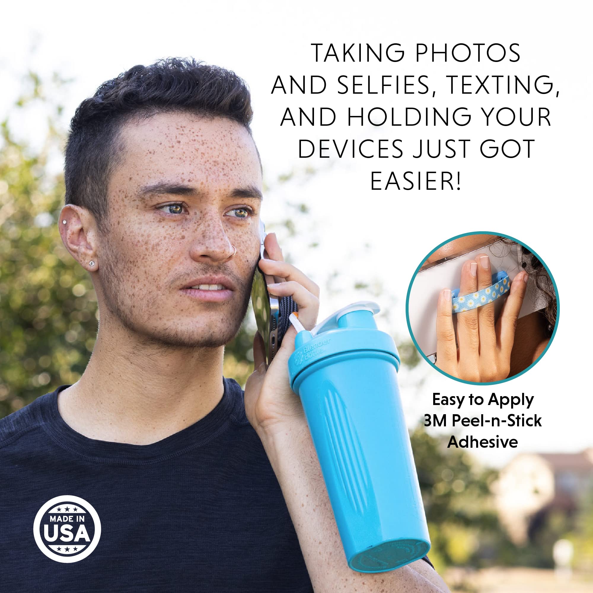 LOVEHANDLE LOVEHANDLE Universal Phone Grip for Smartphones and Mini Tablets Wireless Charging Compatible Made in The USA Hibiscus Purple - View 2 of 6