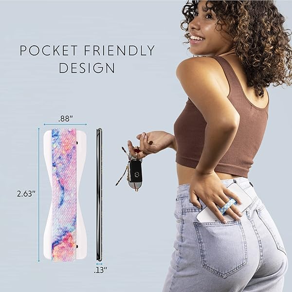 LOVEHANDLE LOVEHANDLE Universal Phone Grip for Smartphones and Mini Tablets Wireless Charging Compatible Made in The USA Magic Marble Design - View 4 of 8