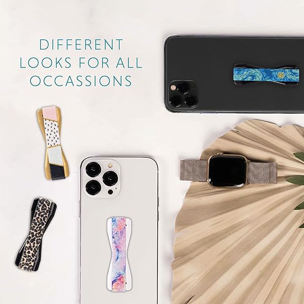 LOVEHANDLE LOVEHANDLE Universal Phone Grip for Smartphones and Mini Tablets Wireless Charging Compatible Made in The USA Magic Marble Design - View 7 of 8