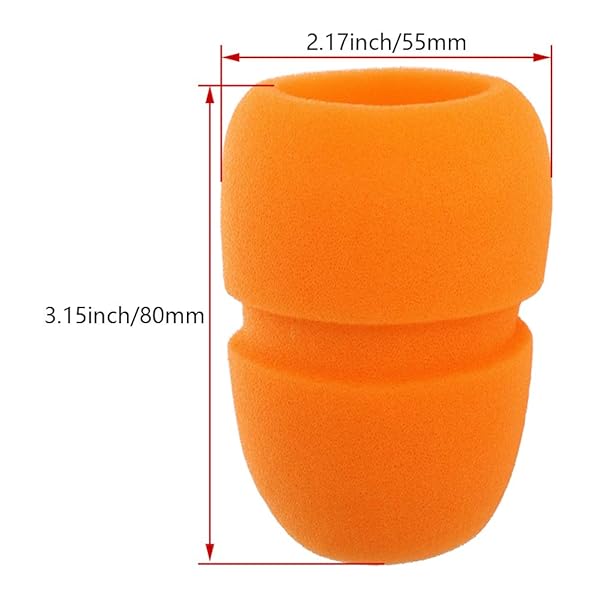 Fielect Fielect 10Pcs Microphone Cover Sponge Foam Windscreen Shield Protection for KTV Broadcasting Orange D55mm L80mm Handheld Mic Filter - View 3 of 8