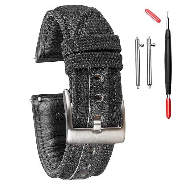 hemsut h Hemsut Military Canvas Watch Bands 18mm Quick Release Fabric Casual Sport Replacement for Men - View 2 of 10