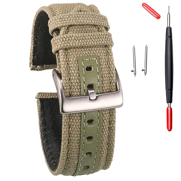 hemsut h Hemsut Canvas Watch Bands Quick Release Military Strap Fabric Replacement 18mm for Men - View 10 of 10