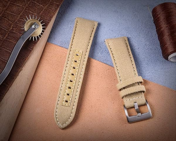 hemsut h Hemsut Quick Release Military Canvas Watch Strap 24mm Fabric Sport Replacement Bands for Men - View 8 of 9