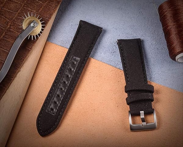 hemsut h Hemsut Quick Release Military Canvas Watch Strap 24mm Fabric Sport Replacement Bands for Men - View 9 of 10