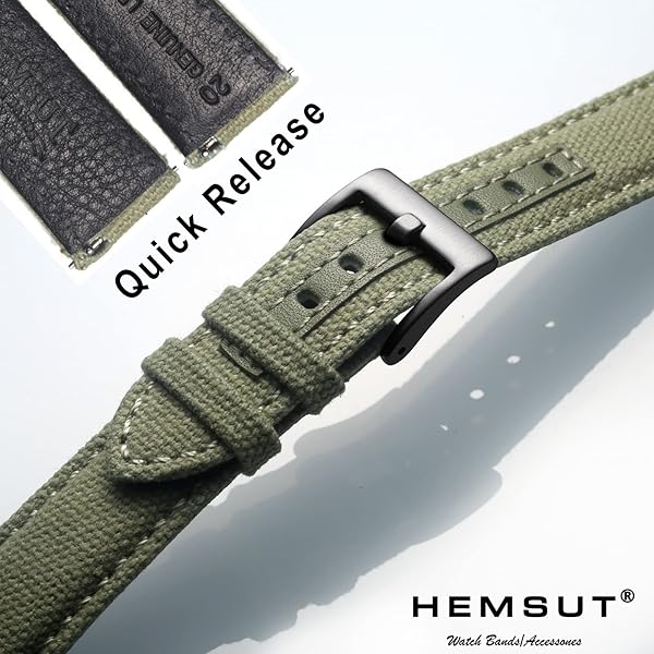 hemsut h Hemsut Canvas Watch Bands Quick Release Military Strap Fabric Replacement 18mm for Men - View 6 of 10