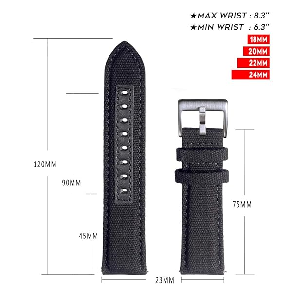 hemsut h Hemsut Quick Release Watch Strap Military Canvas 22mm Bands for Men Fabric Sport Replacement - View 8 of 10
