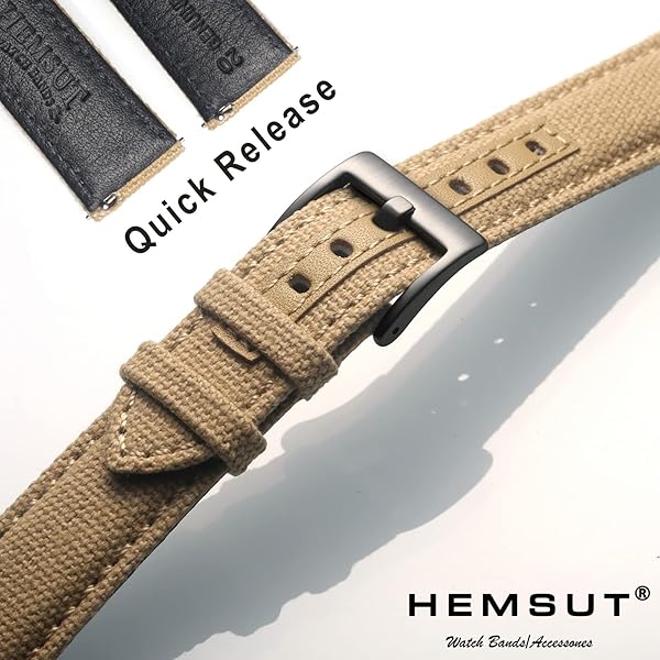 hemsut h Hemsut 20mm Watch Bands for Men Military Canvas Quick Release Fabric Sport Replacement Strap - View 6 of 10