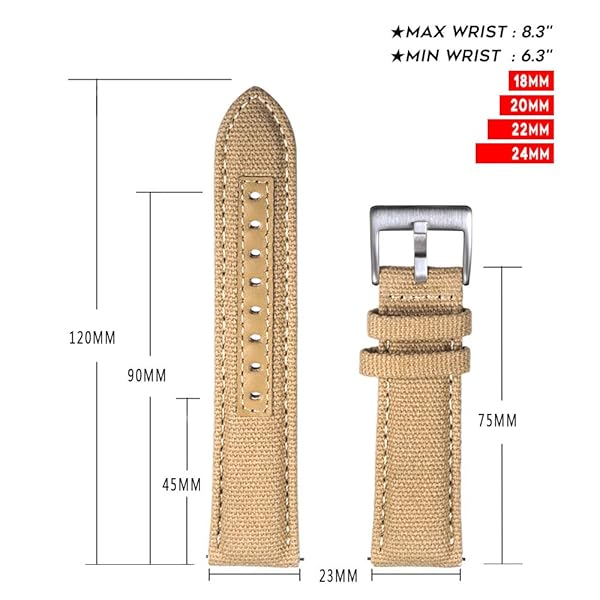 hemsut h Hemsut Military Canvas Watch Bands 18mm Quick Release Fabric Sport Replacement for Men - View 8 of 10