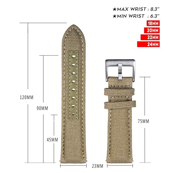 hemsut h Hemsut Canvas Watch Bands Quick Release Military Strap 18mm Fabric Replacement for Men - View 8 of 9