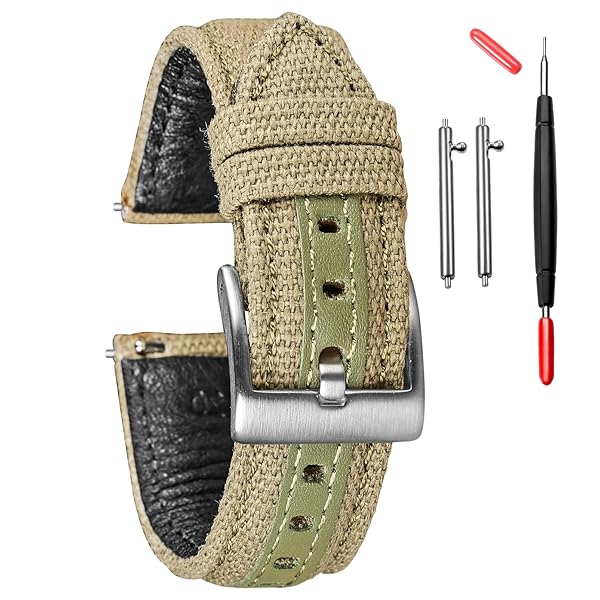 hemsut h Hemsut Canvas Watch Bands Quick Release Military Strap 18mm Fabric Replacement for Men - View 2 of 9