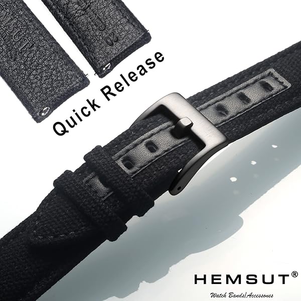 hemsut h Hemsut 20mm Watch Bands for Men Military Canvas Quick Release Fabric Sport Replacement Strap - View 7 of 10