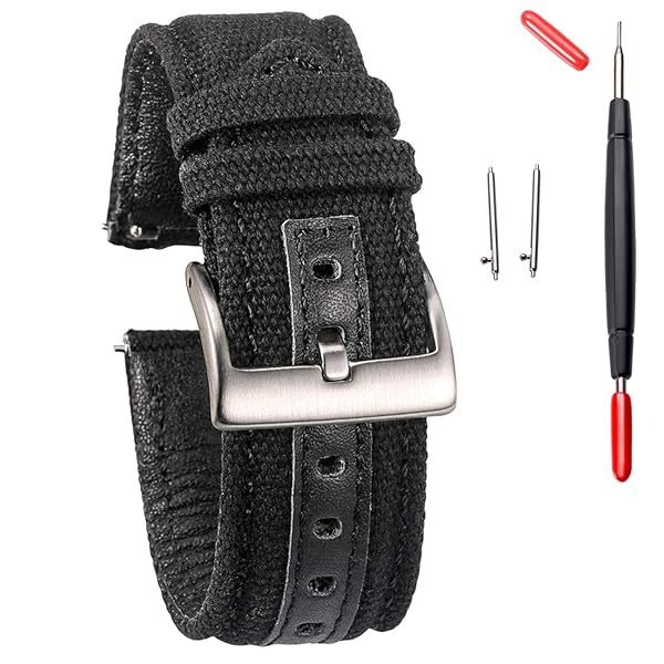 hemsut h Hemsut 20mm Watch Bands for Men Military Canvas Quick Release Fabric Sport Replacement Strap - View 10 of 10