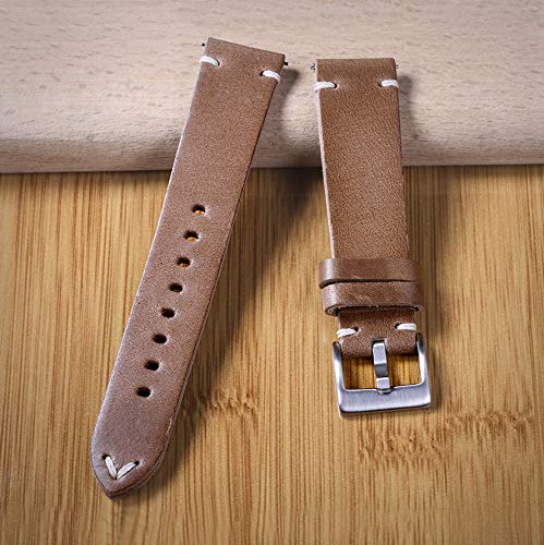 hemsut h Handmade Vintage Leather Watch Bands for Men Quick Release Horween Strap 18mm to 24mm Replacement - View 7 of 10