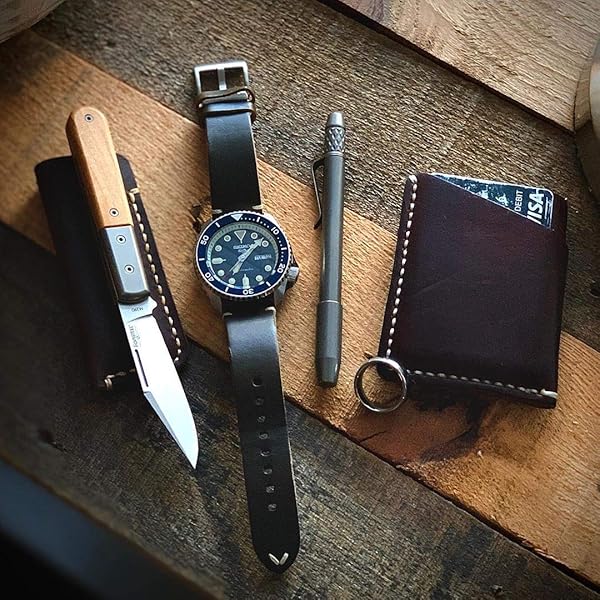 hemsut h Handmade Vintage Horween Leather Watch Bands for Men Quick Release 18 19 20 21 22 24mm Replacement Strap - View 3 of 8