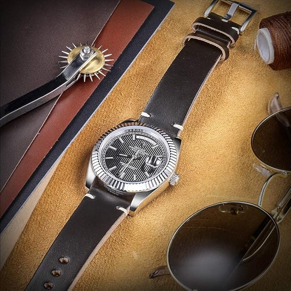 hemsut h Hemsut Leather Watch Bands Horween Leather Strap for Men 18 to 24mm Quick Release Handmade Vintage Replacement Wrap - View 4 of 8