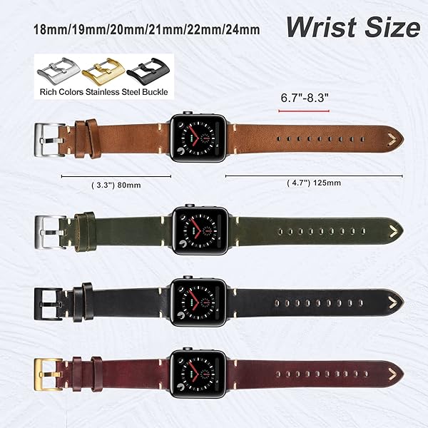 hemsut h Hemsut Leather Watch Bands Horween Leather Strap for Men 18 to 24mm Quick Release Handmade Vintage Replacement Wrap - View 6 of 8