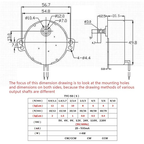 Fielect Fielect 2Pcs Synchronous Motor AC 110V 15-18RPM Turntable Motor CW Direction 4W TYC-50 D Shaft for Efficient Performance - View 7 of 8