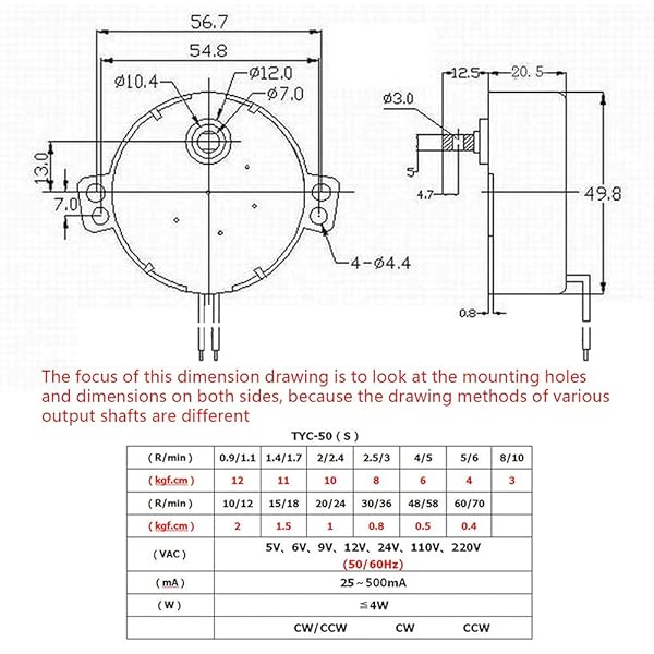 Fielect Fielect Synchronous Motor AC 110V 15-18RPM Turntable Motor CW Direction 4W TYC-50 Double Flat Tapping Shaft for Efficient Performance - View 4 of 9
