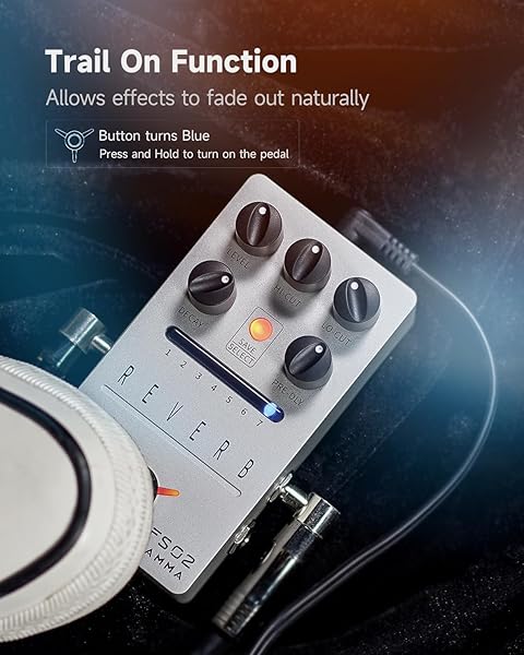 FLAMMA FLAMMA FS02 Reverb Pedal: 7 Reverb Effects & 7 Preset Slots for Guitar | True Bypass & Trail On - View 6 of 10