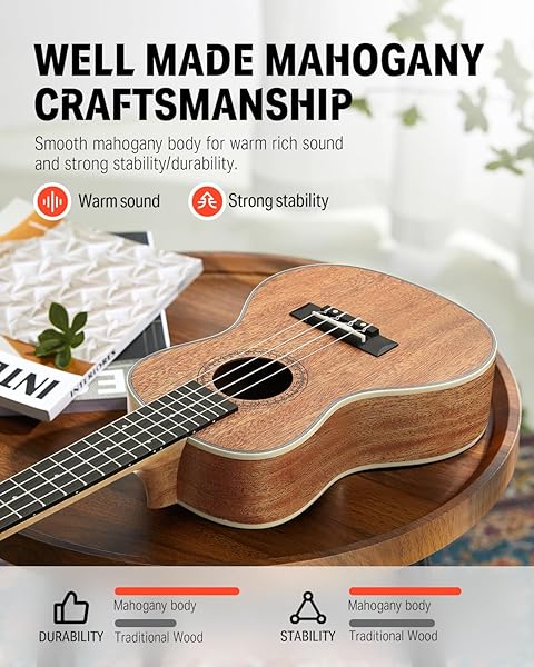 Donner "Donner 23" Ukulele Beginner Kit: Mahogany Wood, Free Lessons, Gig Bag & More - Perfect for New Players!" - View 6 of 9