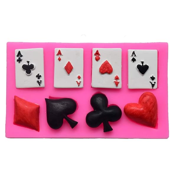 Gulinaza 4 Aces Poker Playing Cards Cake Topper Mold for Chocolate Fondant Cupcakes Gum Paste Polymer Clay Resin Decoration Tool