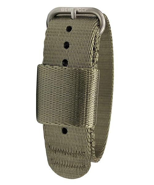 BERTUCCI BERTUCCI Men's G-Type Comfort-Webb 19mm Nylon Watch Band with Matte Stainless Steel Buckle in Field Drab Color