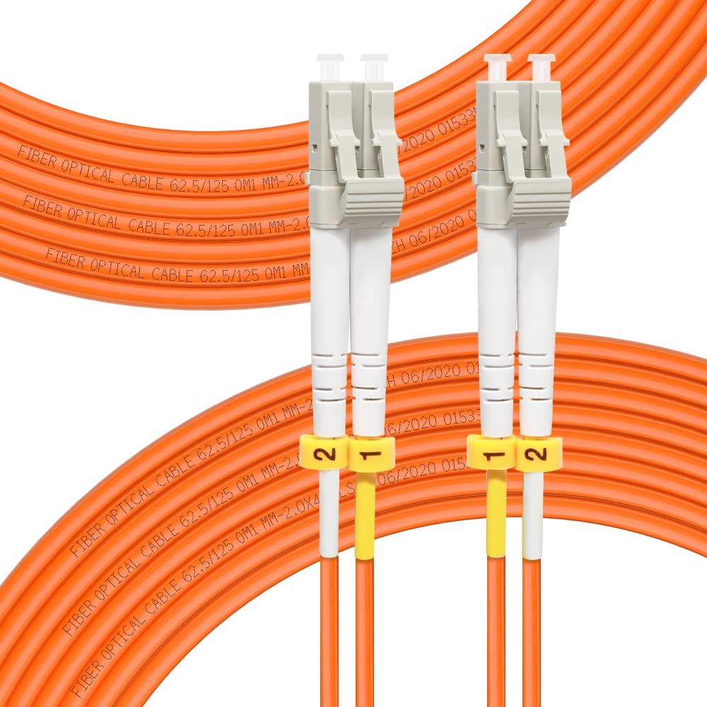 FLYPRO Fiber 30M OM1 LC to LC Patch Cable 1GB Duplex 62.5/125um Multimode Fiber Optic Cord LSZH 30Meter for High Speed Connectivity