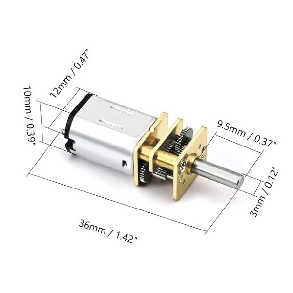 Fielect Fielect DC 3V 15RPM Mini Metal Gear Motor GA12-N20 for Efficient Speed Reduction and Compact Applications - View 4 of 7