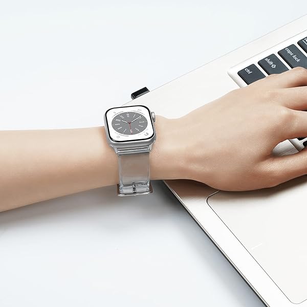 iiteeology iiteeology Clear Soft Silicone Apple Watch Band 46mm 45mm 44mm 42mm for Women Series 1-10 with Silver Connector - View 6 of 8