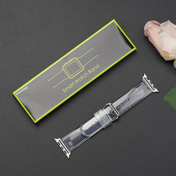 iiteeology iiteeology Clear Soft Silicone Apple Watch Band 46mm 45mm 44mm 42mm for Women Series 1-10 with Silver Connector - View 8 of 8