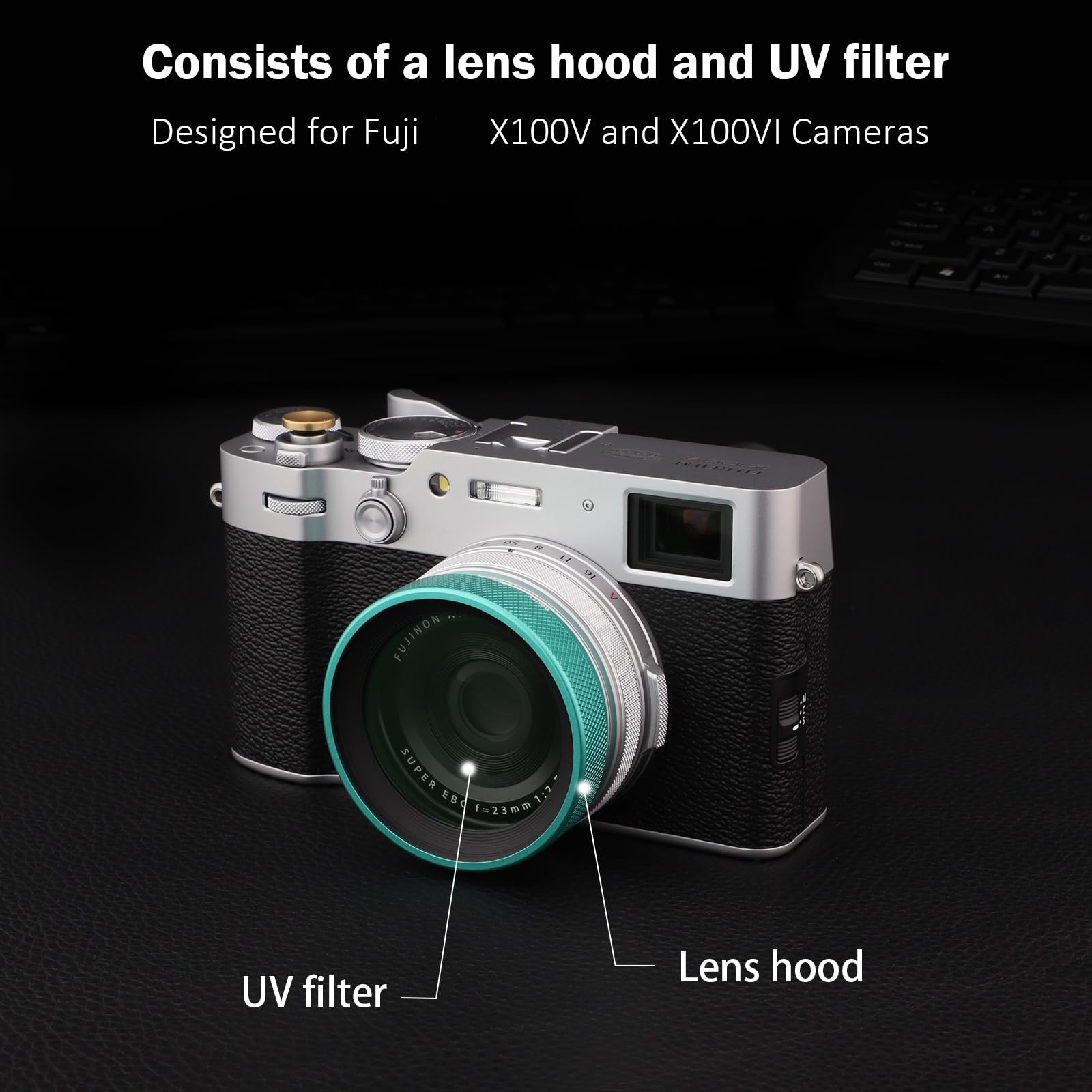 Haoge Haoge LUV-X54L Metal Lens Hood with MC UV Protection for Fujifilm X100VI X100V Camera Green - View 6 of 8